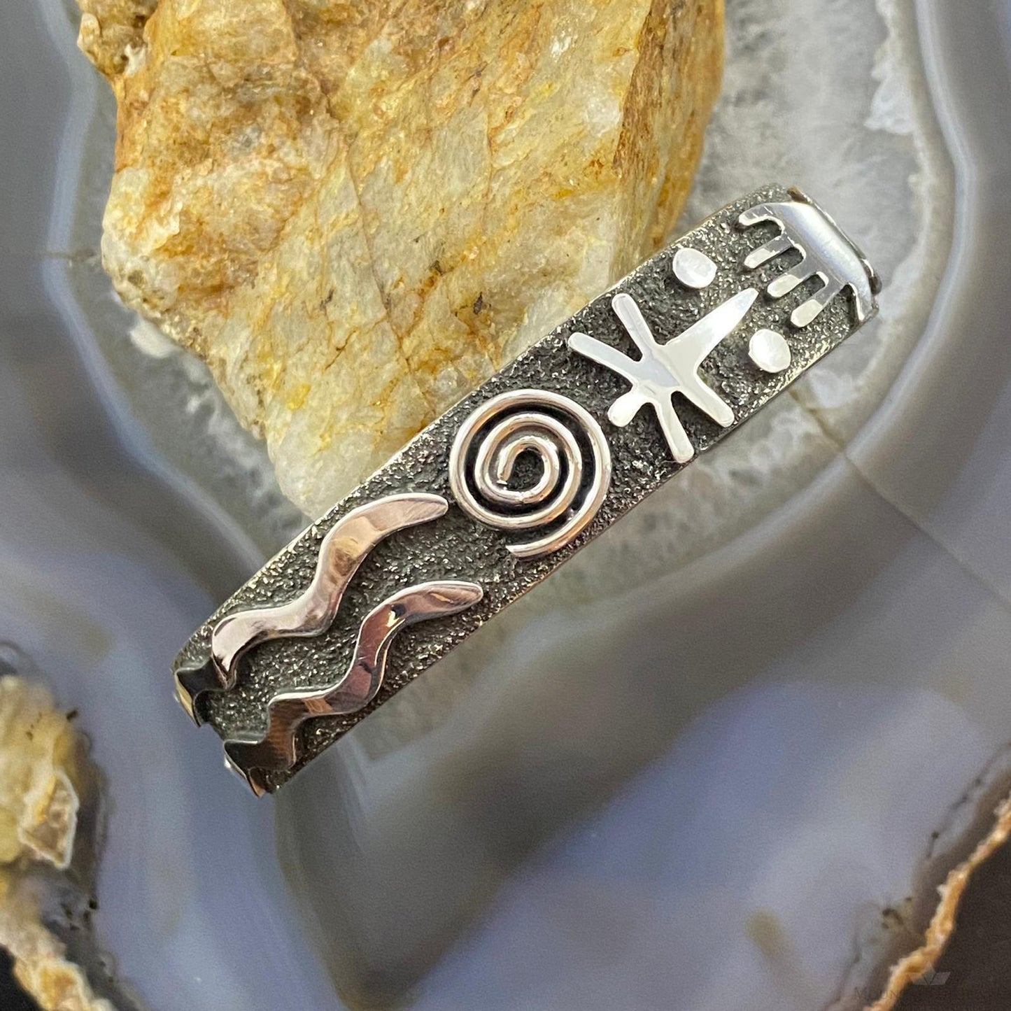 Alex Sanchez Native American Sterling Silver Petroglyph Bracelet For Women #8