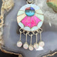 Amy Quandelacy Zuni Sterling Silver Sunface Opal,Turquoise,Coral Decorated Pendant