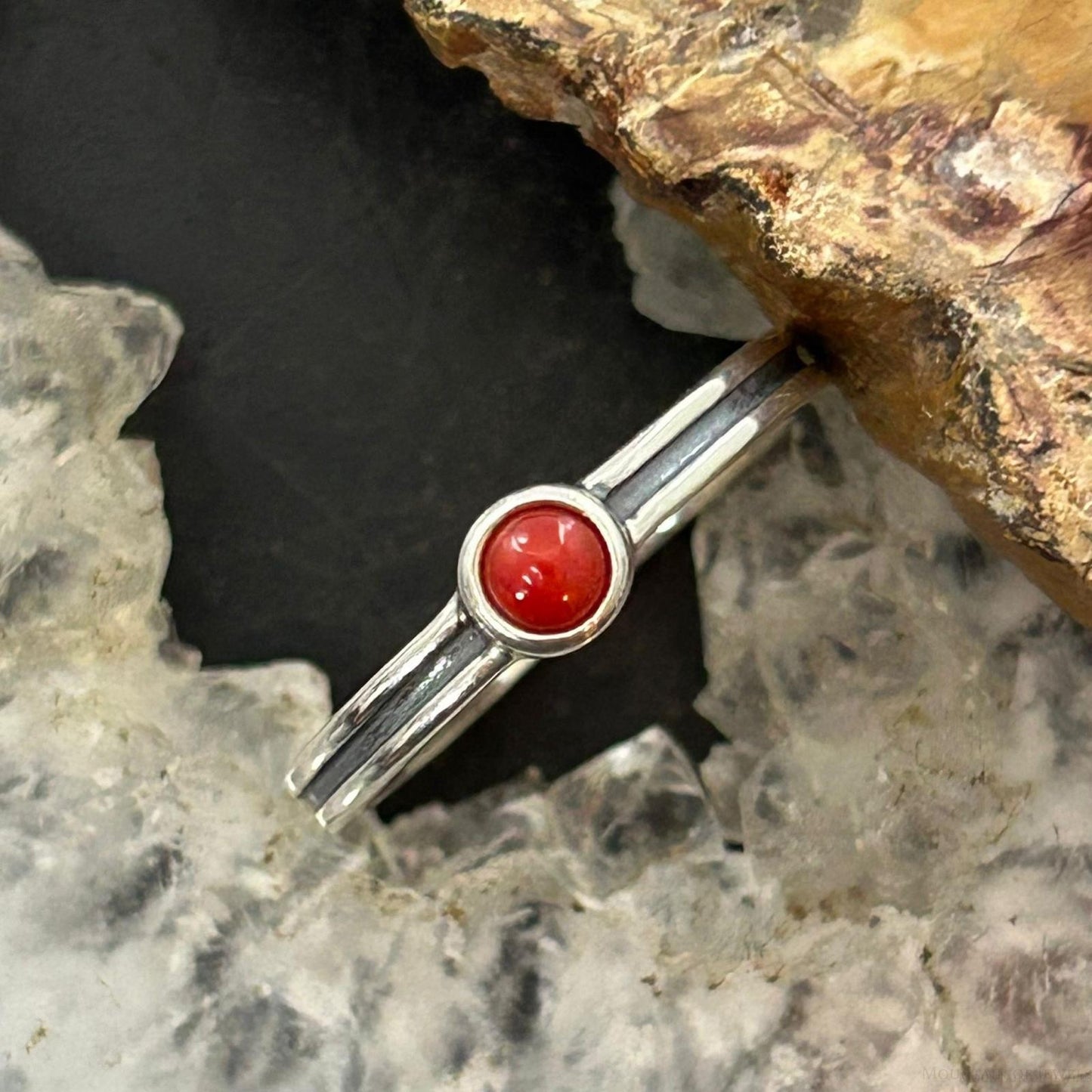 Carolyn Pollack Sterling Silver Rounde Small Red Jasper Ring Size 8 For Women