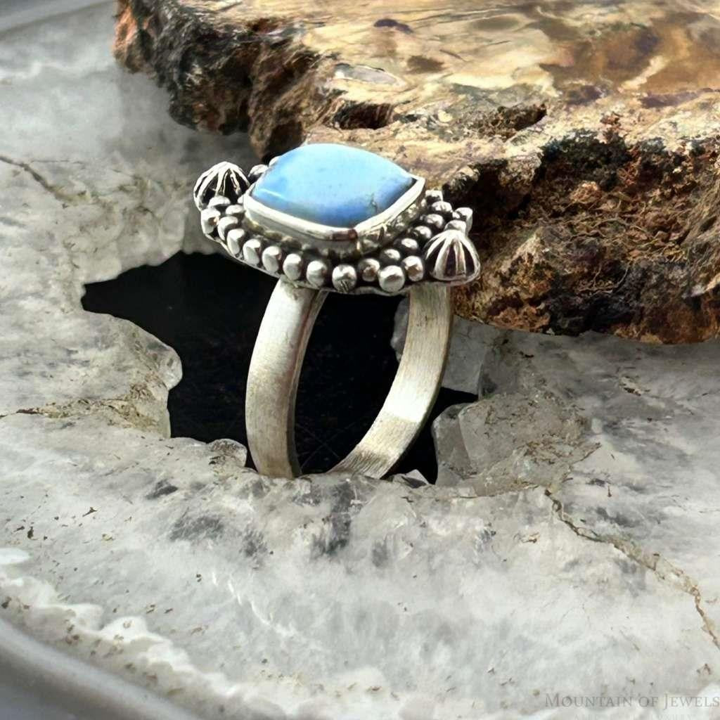 Sterling Silver Southwestern Style Square Golden Hill Turquoise Adjustable Ring For Women #12