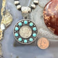 Genuine 1943 90% Silver Mercury Dime Coin w/Turquoise Decorated Unisex Pendant
