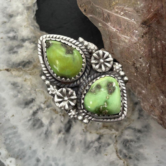 Sterling Silver Southwestern Style 2 Sonora Gold Turquoise Adjustable Ring For Women #9