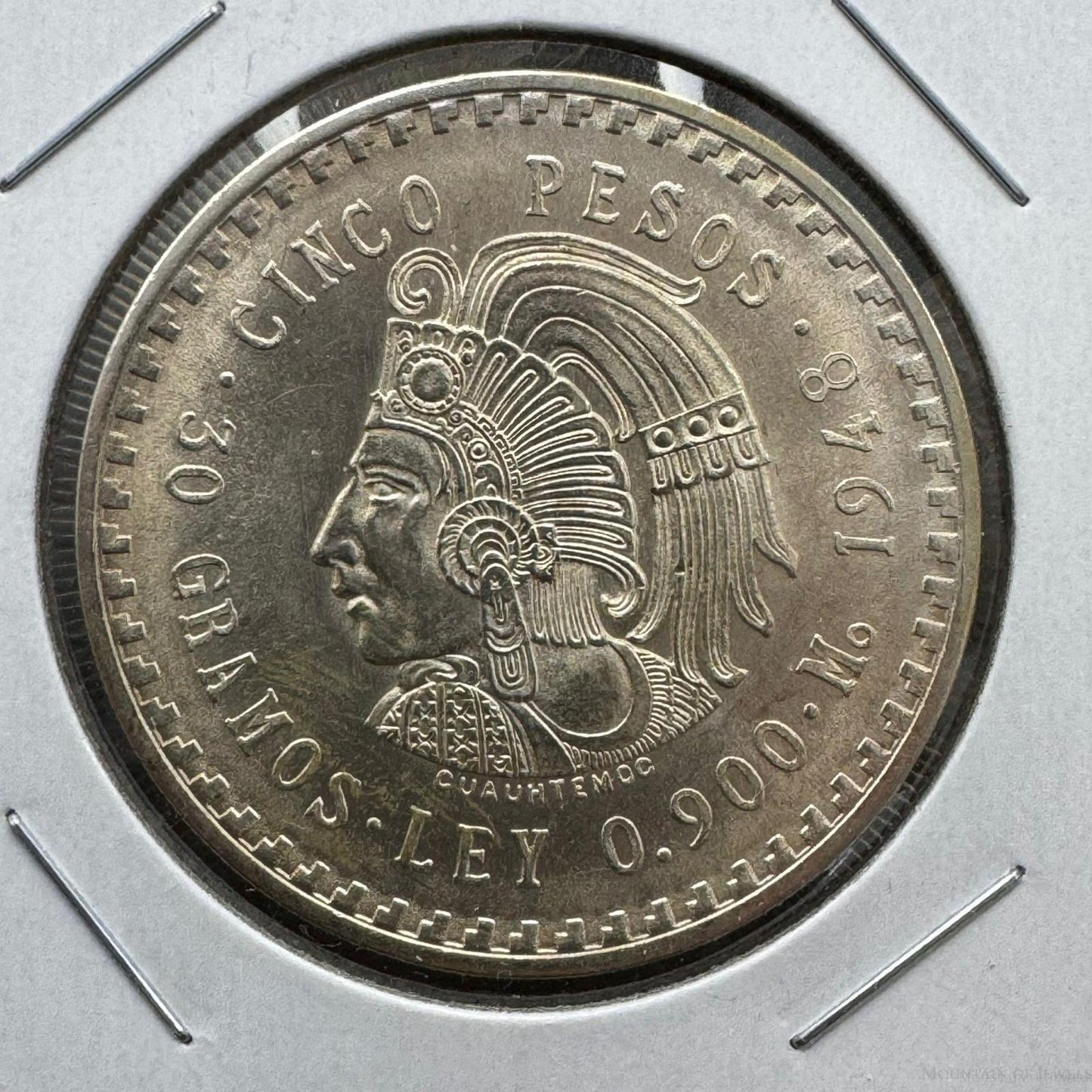 1948 Mexico 5 Pesos 30 gr 90% Silver Coin AU #52524-4GE