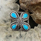 Carolyn Pollack Southwestern Style Sterling Silver 4 Sleeping Beauty Turquoise Decorated Cluster Ring For Women