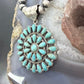 Sterling Silver Southwestern Style Teardrop Blue Mohave Turquoise Round Cluster Pendant