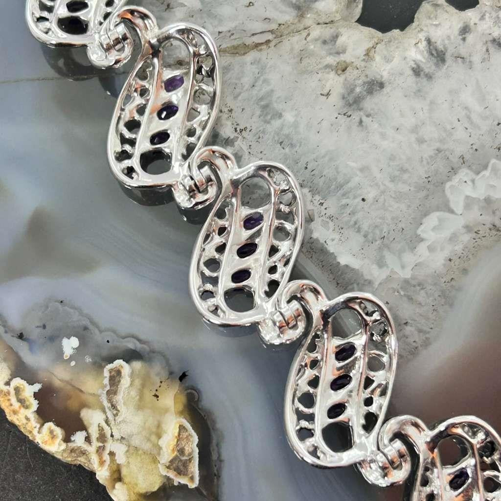 Carolyn Pollack Sterling Silver 18 Faceted Amethyst Foldover Link Bracelet For Women