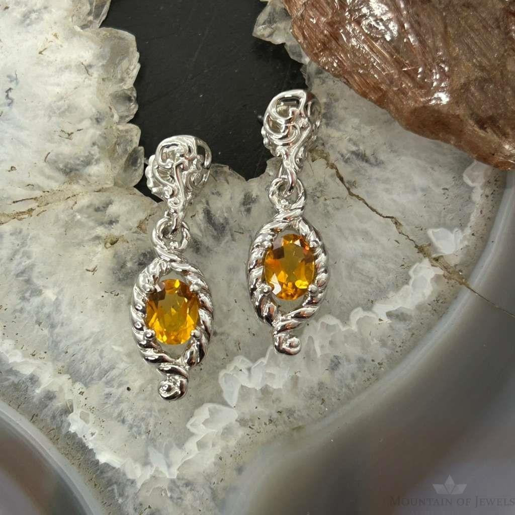 Carolyn Pollack Sterling Silver Faceted Citrine Dangle Earrings For Women