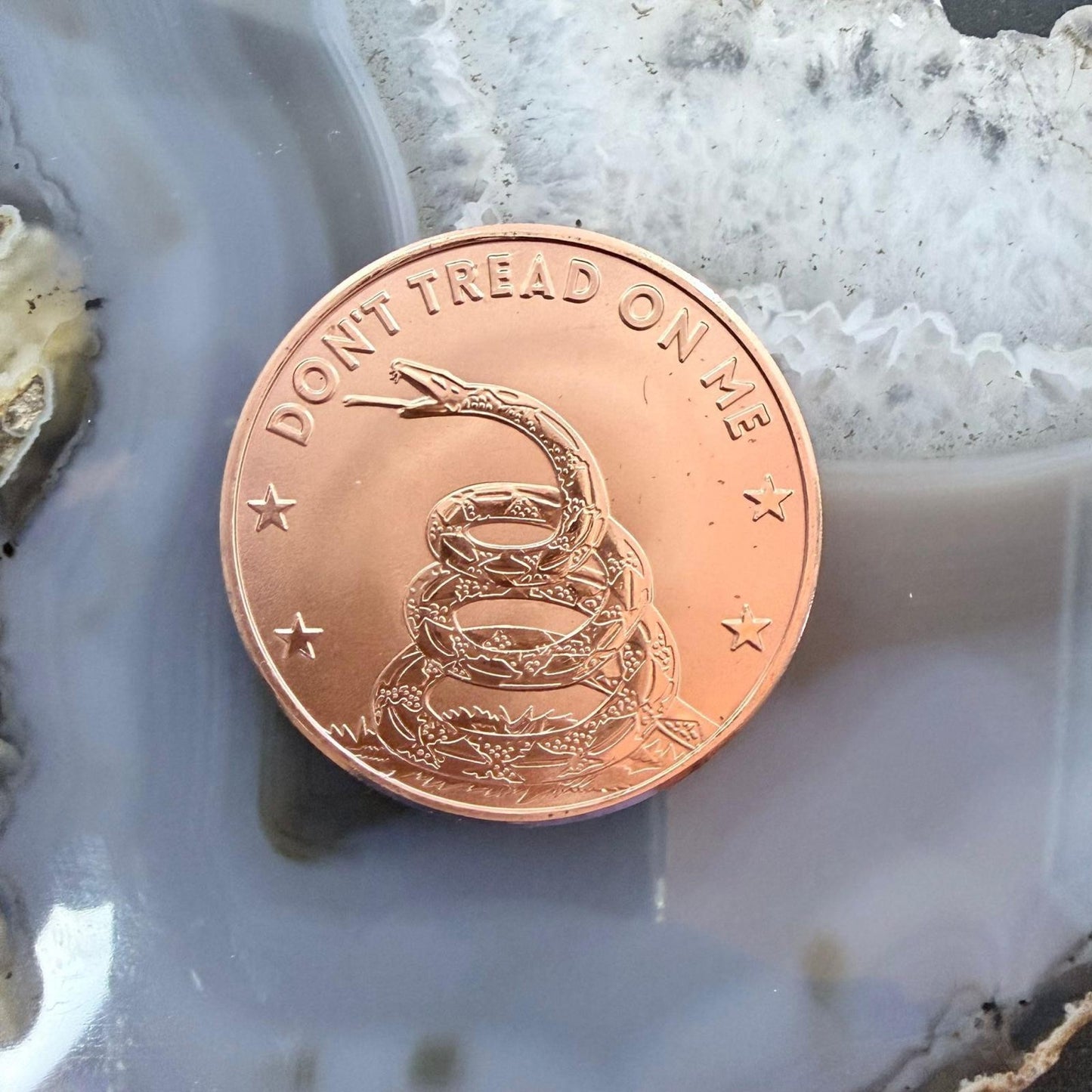 New Tube of 20 One AVDP Ounce .999 Fine Copper "Don't Tread On Me" Rounds Mint