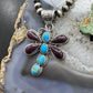 Native American Sterling Silver Turquoise & Spiny Oyster Dragonfly Pendant For Women