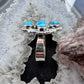 Sterling Silver Southwestern Style Composite Turquoise Cluster Adjustable Ring For Women