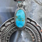 Sterling Silver Southwestern Style Oval Turquoise Decorated Unisex Naja Pendant