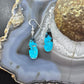 Sterling Silver Elongated Teardrop Chrysocolla Slab Dangle Earrings For Women #224