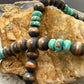 Southwestern Style Copper 8mm Navajo Pearl Round & Turquoise 18"-20" Necklace For Women