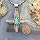 Sterling Silver Southwestern Style Teardrop Turquoise Unisex Zia Pendant