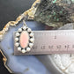 Native American Sterling Silver Oval Pink Conch w/Gray Pearls Dangle Earrings For Women