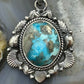Sterling Silver Southwestern Style Oval Turquoise Decorated Pendant For Women #6