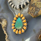 Sterling Silver Southwestern Emerald Valley Turquoise & Spiny Oyster Cluster Pendant For Women