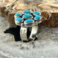 Sterling Silver Southwestern Style Mohave Turquoise Cluster Ring Size 7.75 For Women