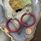 Carolyn Pollack Sterling Silver Purple Braided Leather Hoop Earrings For Women