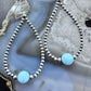 Native American Sterling Silver Navajo Beads with Larimar  Bead Hoop Earrings For Women