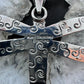 Alex Sanchez Native American Sterling Silver Turquoise & Petroglyph Dragonfly Unisex Pendant
