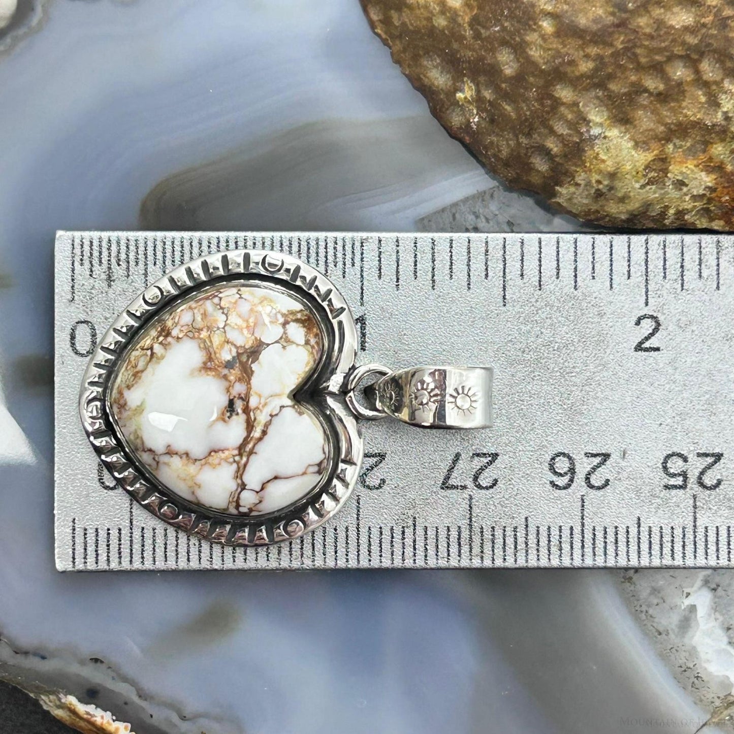 Sterling Silver Southwestern Style Wild Horse Decorated Heart Pendant For Women #1