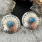Native American Sterling Silver Concho w/Turquoise Dot Stud Earrings For Women