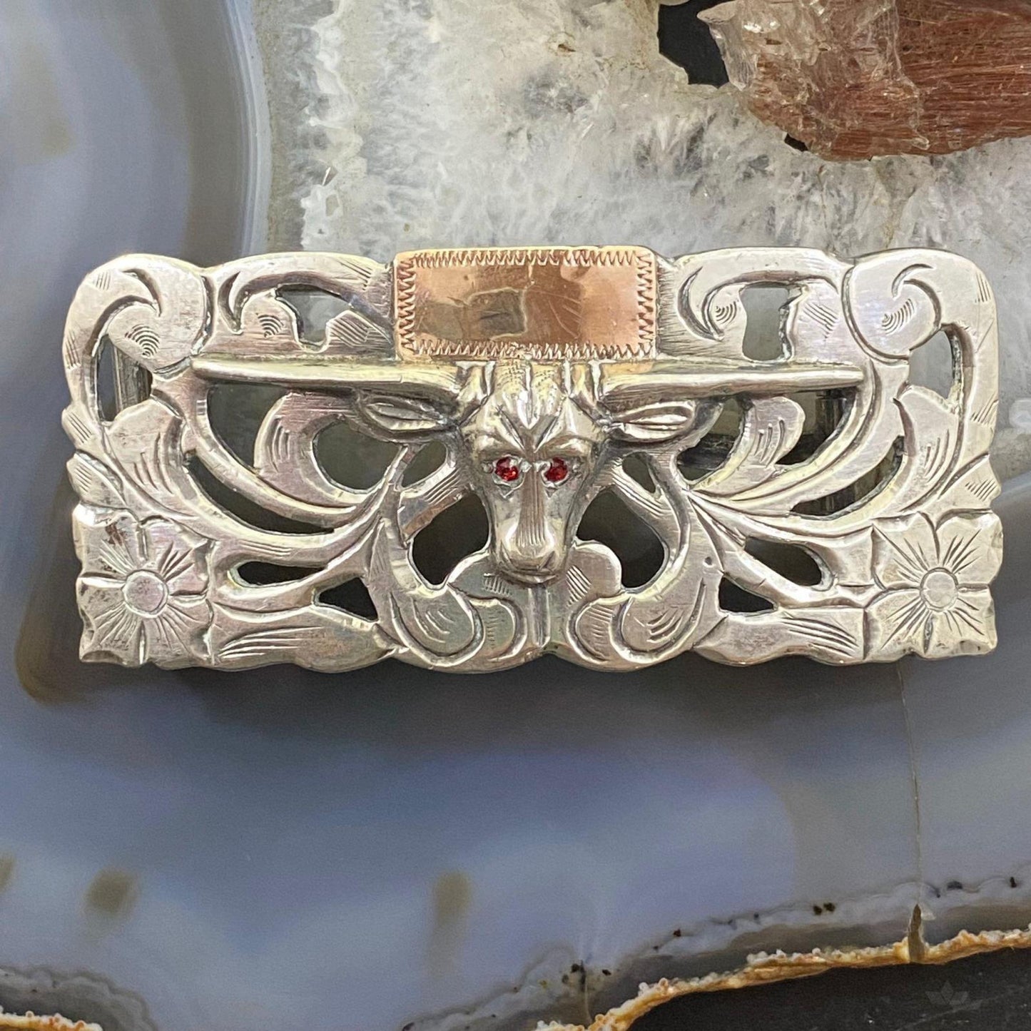 Sterling Silver Raging Bull Belt Buckle, Made in Mexico