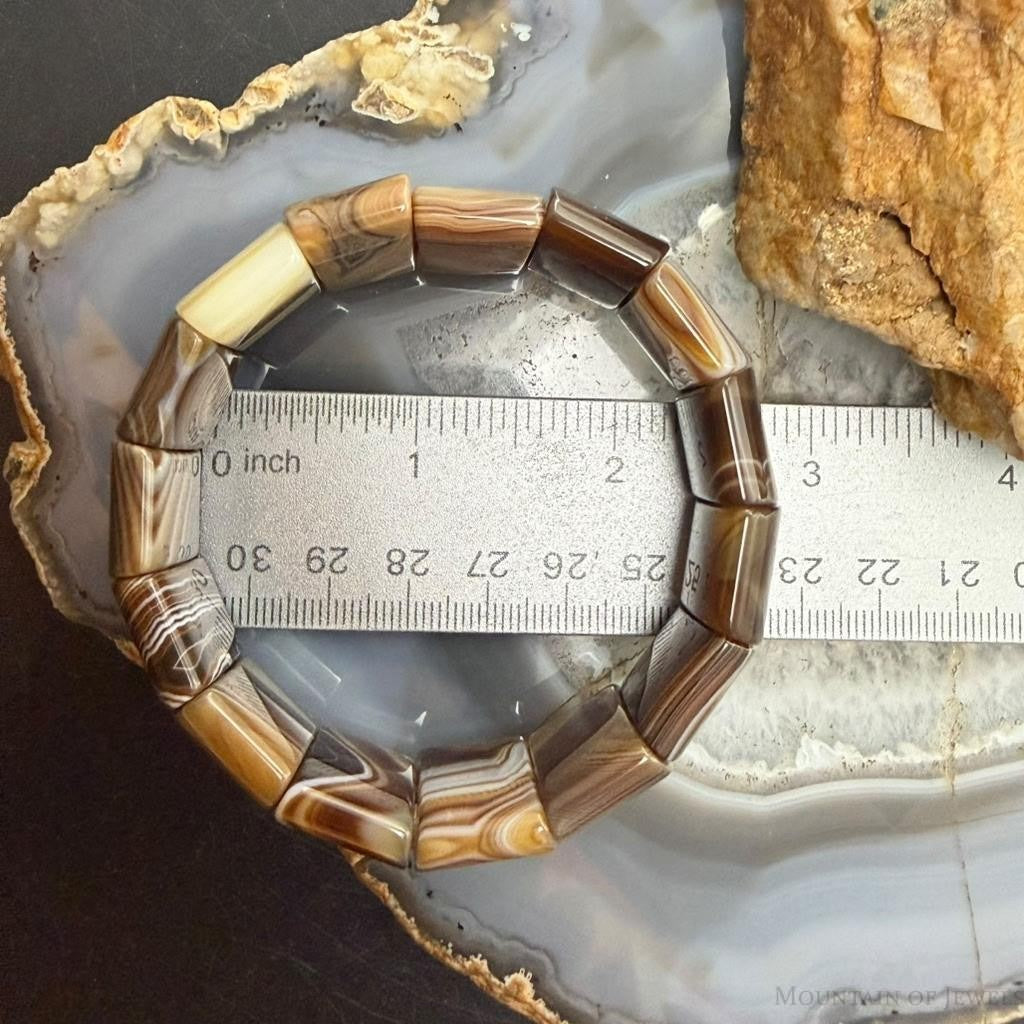Large Rectangle Agate Beads Stretch Bracelet For Women