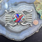 Vintage Ken Jones Native American Sterling Silver Sandcast Inlay Belt Buckle For Men