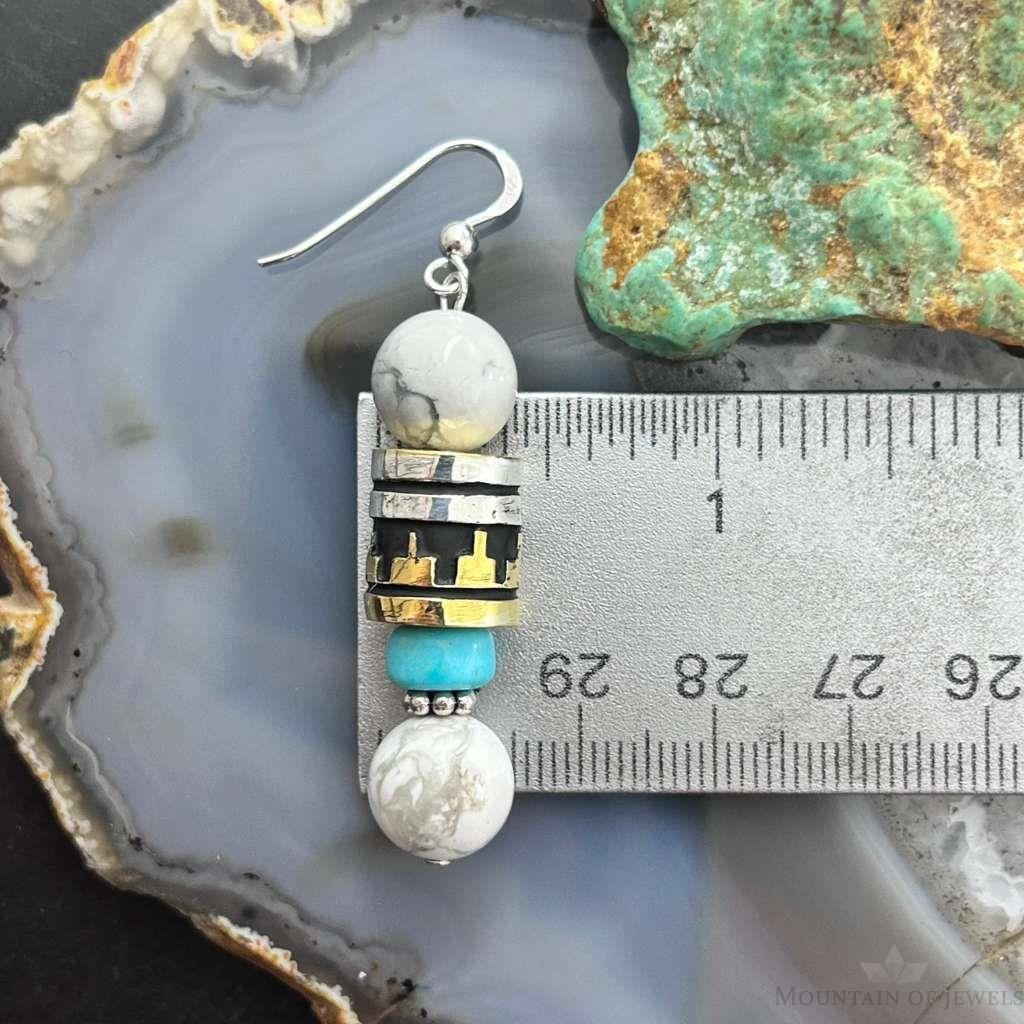 Tommy & Rosita Singer Sterling Silver Howlite, Turquoise Bead Dangle Earrings For Women