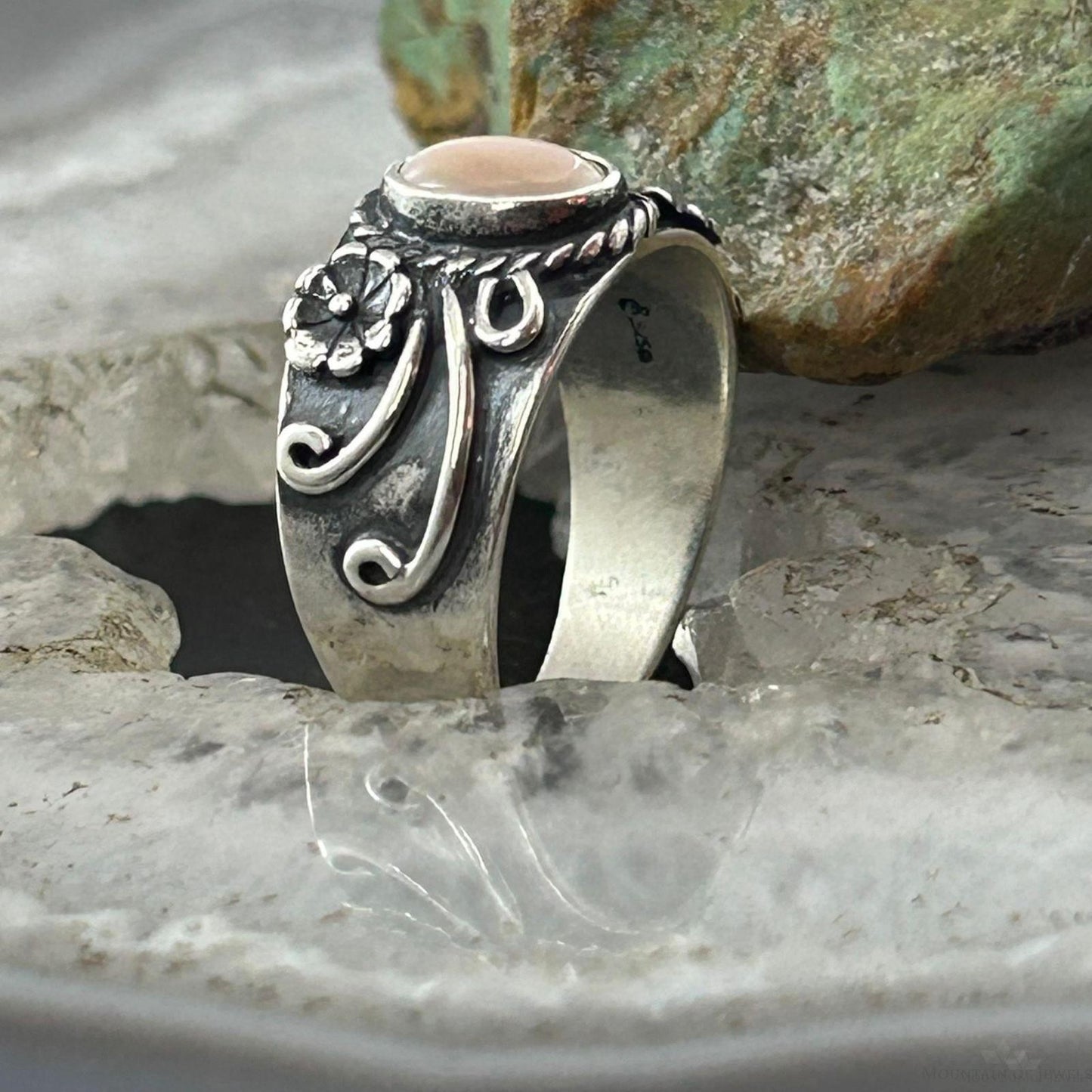 Carolyn Pollack Sterling Silver Oval Mother of Pearl Decorated Ring For Women