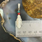 Anthony Gatewood Sterling Silver Turquoise & Coral Beads Feather Pendant For Women