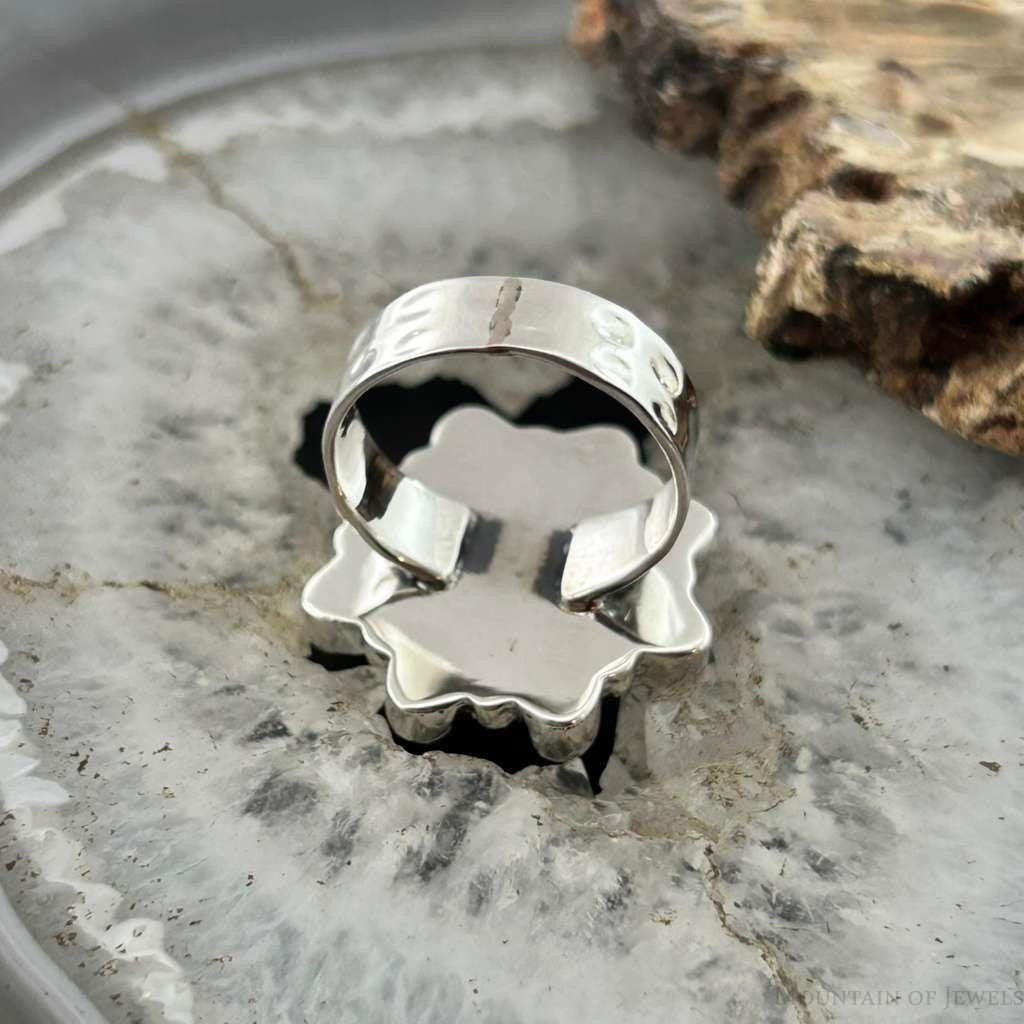 Sterling Southwestern Style Mohave Turquoise Cluster Ring Size 7.5 For Women