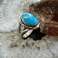Native American Sterling Silver Oval Kingman Turquoise Decorated Ring Size 8.5 For Women