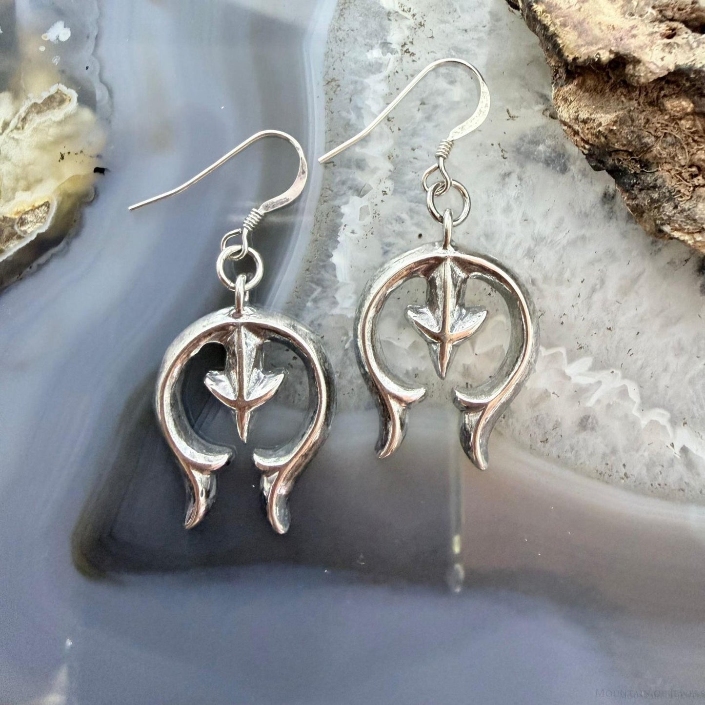 Sterling Silver Southwestern Style Naja Dangle Earrings For Women