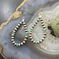 Navajo Pearl Bead 5mm & 3 Turquoise Disk Sterling Silver Hoop Earrings For Women