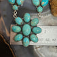 Sterling Silver Southwestern Style Royston Turquoise Cluster 18" Necklace For Women