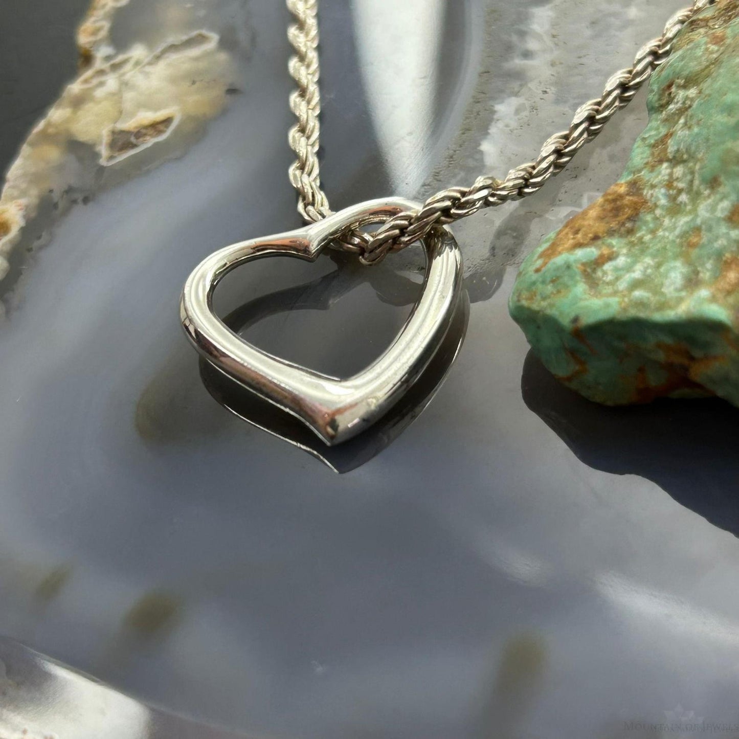 Sterling Silver Puff Abstract Fashion Heart Pendant For Women