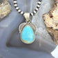 Sterling Silver Southwestern Style Wide Teardrop Kingman Turquoise Decorated Pendant