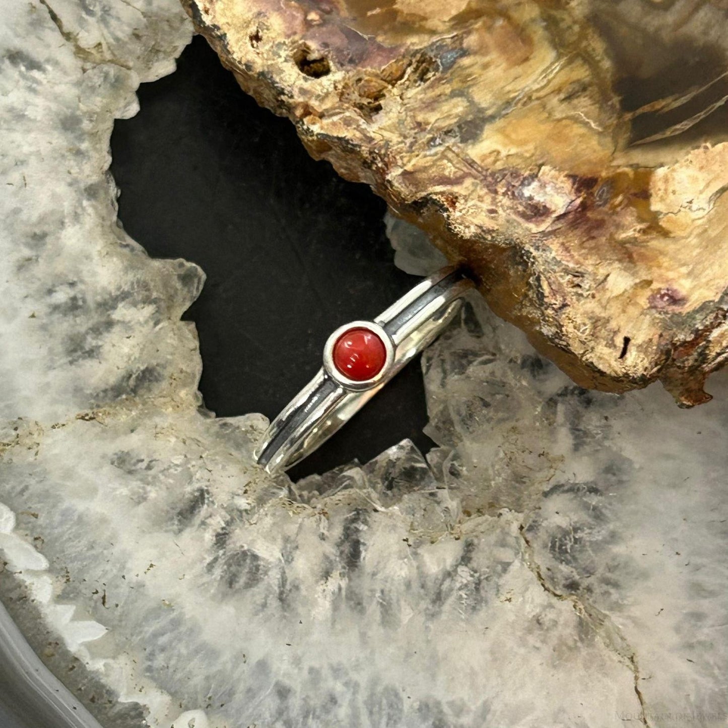 Carolyn Pollack Sterling Silver Rounde Small Red Jasper Ring Size 8 For Women