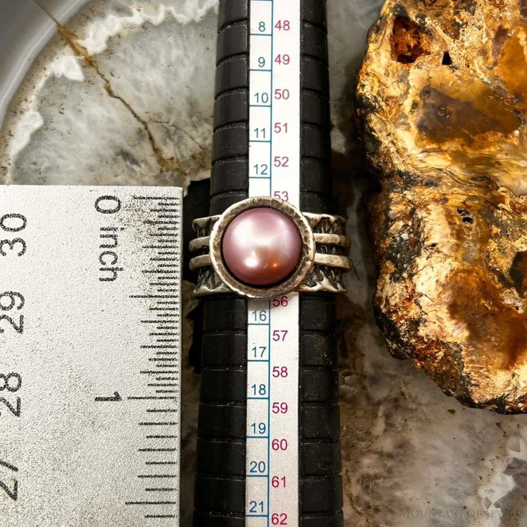 Shablool Israel Sterling Silver Pink Pearl Spinner Ring Size 7 For Women