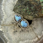 Southwestern Style Sterling Silver 2 Golden Hill Turquoise Ring Size 7 For Women