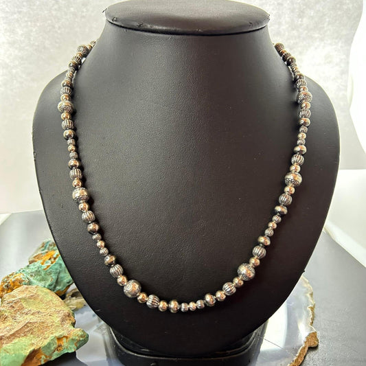 Carolyn Pollack Sterling Silver Decorated 3mm-8mm Graduated Beaded Necklace For Women