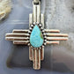 Sterling Silver Southwestern Style Teardrop Turquoise Unisex Zia Pendant