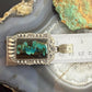 Sterling Silver Southwestern Style Rectangle Blackjack Turquoise Decorated Pendant