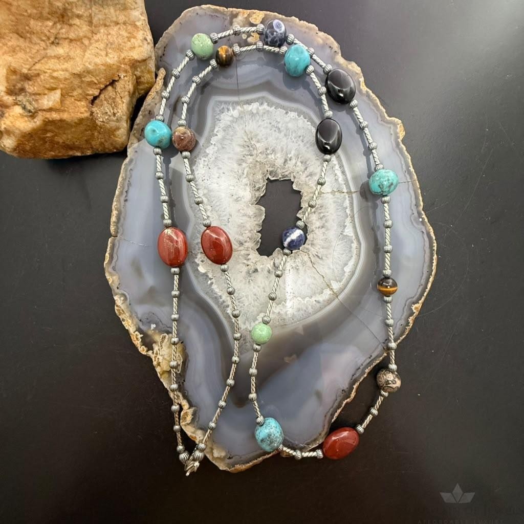 Carolyn Pollack Sterling Silver Multistone Beads 36" Necklace For Women