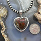 Sterling Silver Southwestern Style Sean Agate Heart Decorated Pendant For Women