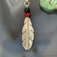 Anthony Gatewood Sterling Silver Onyx & Coral Beads Feather Pendant For Women