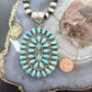 Sterling Silver Southwestern Style Turquoise Decorated Large Cluster Pendant For Women